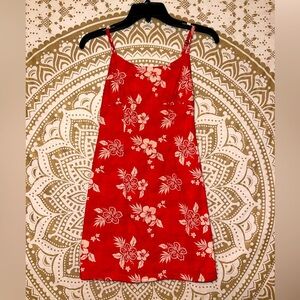 “WILD FABLE” RED WITH WHITE FLORAL ADJUSTABLE STRAP DRESS, LADIES SIZE XS